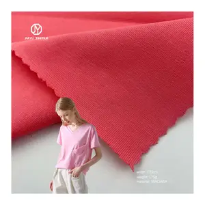 红色好价格高品质环保95% 棉5% 氨纶纯精梳棉针织t恤服装面料批发商女