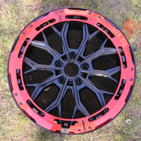 Rines de Aleación de 18/20 Pulgadas, 5 Birlos, Acabado Negro Brillante con Borde Rojo, Diseño de Rayos Divididos, para SUV y Sedán