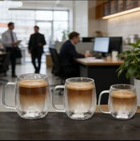 Mug en verre à double paroi pour usage domestique, en borosilicate haute résistance, tasse isolante créative pour café et lait