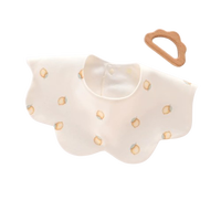 Nouveau-né 360 degrés amélioré absorbant bébé bavoir coton imperméable manger poche avec motif solide pour 0-12 mois