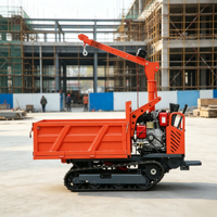 Raupenlader mit Dieselmotor, 1 Tonne Schwerlast-Raupentransporter, Hydraulikpumpe, Kipplader mit Hohem Lastmoment für Garten und Landwirtschaft