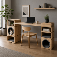 Bureau d'angle en bois avec rangement, écologique, pour le bureau à domicile, design double usage pour les humains et les animaux