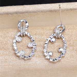 Boucles d'oreilles en argent sterling 925, fabrication artisanale, surface lisse, support vide à 3 perles, incrusté de perles, surface lisse, 5606, boucles d'oreilles tendance - Product Image 4