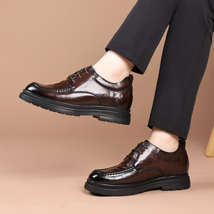 Zapatos de Hombre de Cuero Genuino con Cordones, Estilo Clásico Retro, Punta Cuadrada, Masajeantes, Desodorantes, Antideslizantes, Ligeros para Todas las Temporadas - Product Image 6