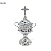 Brûleur d'encens en bois de santal aromatique en or et argent avec boucle et diffuseur croisé Porte-charbon