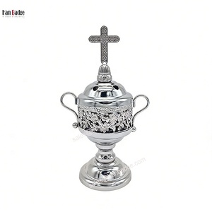 Bruciatore di Incenso in Metallo <span class=keywords><strong>Oro</strong></span> e Argento con Diffusore a Croce e Anello, Porta Carbone per Sandalo Aromatico - Product Image 4