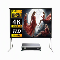 Écran de projection portable 200 pouces, pliage rapide, avec flight case, pour projection avant et arrière