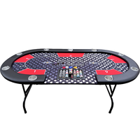 Table de poker Texas Hold'em professionnelle pour 10 joueurs, avec rail rembourré en cuir, pieds pliants, design moderne, pour casino et usage intérieur