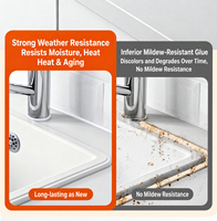 Colle silicone transparente imperméable anti-moisissure pour cuisine, salle de bain et travaux de construction