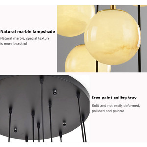 Lámpara de escalera de Villa nórdica Simple y moderna, lámpara de mármol, lámpara colgante de escalera giratoria de araña larga - Product Image 6