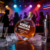 Vente flash : Bouteille en verre pour vin de fruits de 250 ml et 500 ml avec bouchon en liège pour liqueur, vodka, bordure