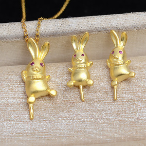 Pendentif Lapin Mat en Argent S925, Accessoires DIY Zodiaque Chinois, Support Vide pour Perles, 5339 Apprêts et Composants de Bijoux - Product Image 4