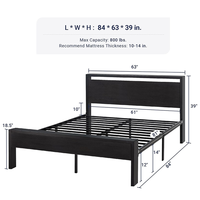 Cadre de lit Queen rembourré avec tête de lit en tissu élégant pour chambres contemporaines, lit plateforme Queen Size