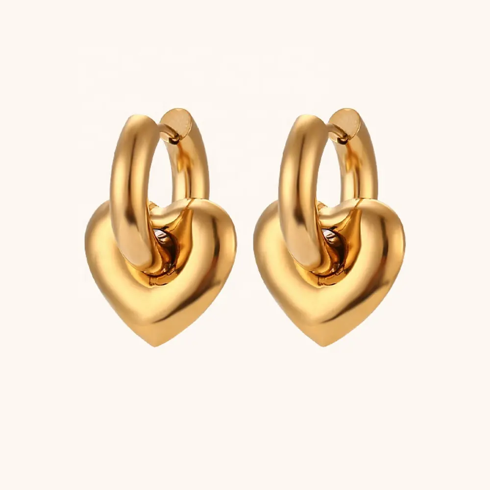 Ding Ran Modedesign Luxus Ohrring 18 Karat vergoldet Edelstahl nicht trüben klobigen Herz Ohrring