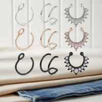 Xinfocus Meilleures ventes Anneau de nez et de septum factice à clipser en opale synthétique, sans perçage, bijoux de corps tendance pour femmes et hommes