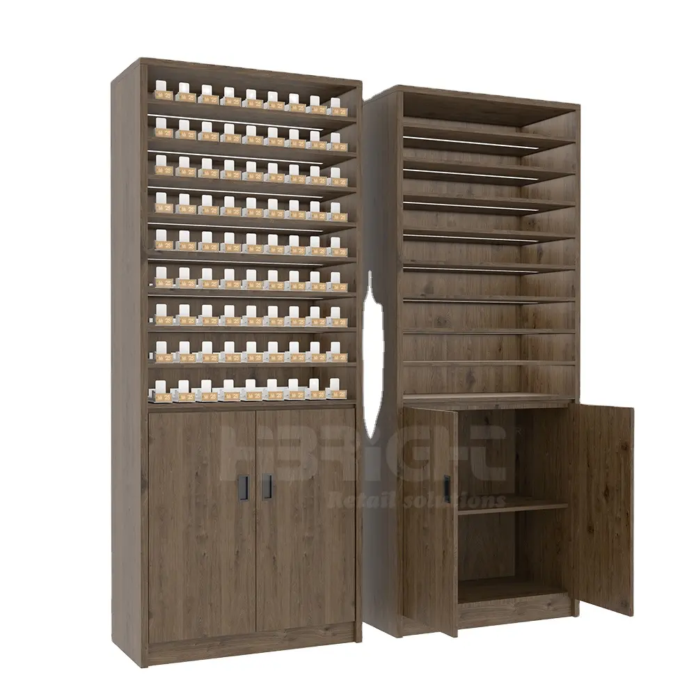 Présentoir de meuble à cigarettes en bois de taille personnalisée de supermarché