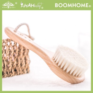Juego de cepillo y peines de madera para niños con lana ligera natural para bebés <span class=keywords><strong>recién</strong></span> <span class=keywords><strong>nacidos</strong></span>, pelo de cabra, suministros para bebés - Product Image 3