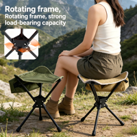 Tabouret pliant triangulaire en acier portable pour le camping en plein air, le cyclisme et la pêche - Design léger et rotatif, tabouret pliable