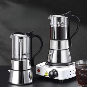 Cafetière italienne en verre borosilicate classique et en acier inoxydable, cafetière cubaine, cafetière à expresso, cafetière à moka pour cuisinière - Product Image 4