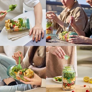 Nuevo Contenedor de Ensalada Portátil de Plástico, Abierto por Arriba, para una Alimentación Saludable, Fácil de Limpiar, con Capas Verticales y Apertura Lateral - Product Image 5