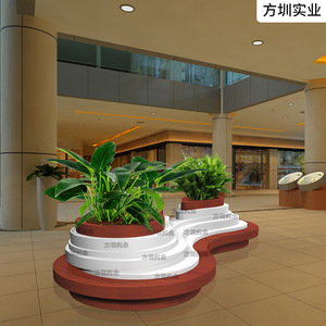 Custom <b>Wooden</b> <b>Bench</b> With Planter Mall Furniture Durable Design Creative Seating Display - Product Image 5