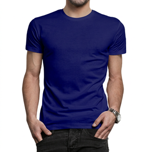 <b>Navy</b> <b>Blue</b> <b>Men's</b> Plaid Pattern Short Sleeve <b>T</b>-<b>Shirt</b>-100% Cotton Jersey Fabric Breathable & Eco-Friendly Regular Fit - Product Image 4