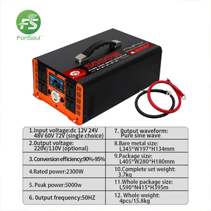 Inversor de Onda Sinusoidal Pura Fonsoul <span class=keywords><strong>D04</strong></span> 5000W, DC 24V AC 110V 220V, Alta Eficiencia, CE, Pantalla LED, Salida Cuádruple, para Hogar, Automóvil, RV - Product Image 5