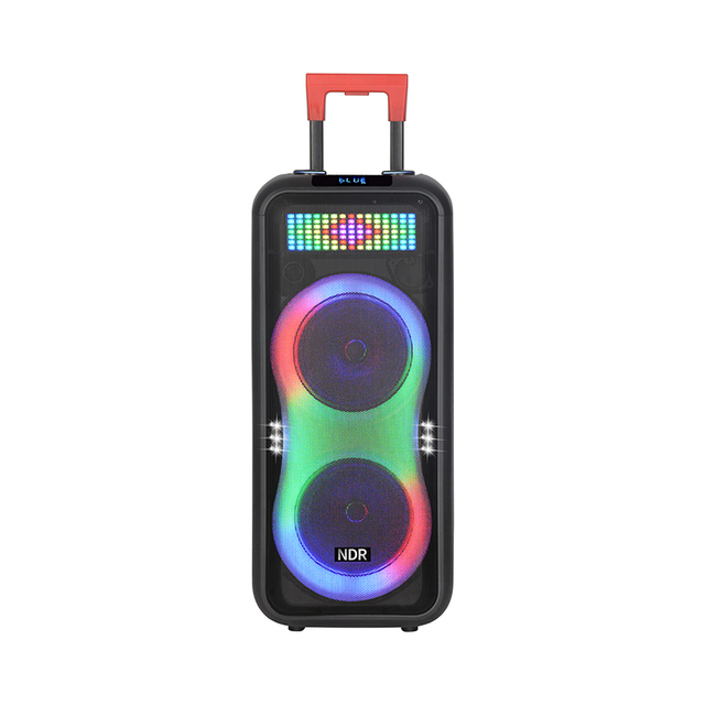 NDR-1508 40-Watt Dual 8 Inch Wireless Portable Karaoke Speaker with RGB LED Lighting Prefect Design Trolley
