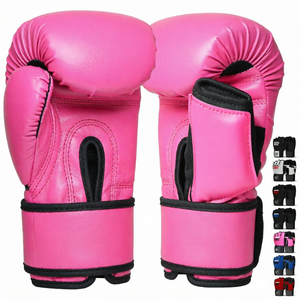 Gants de boxe unisexes en PU rose à demi-doigts pour entraînement MMA et Sanda avec fermeture à sangle de poignet réglable pour la gym et le combat - Product Image 1