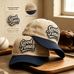 Cappello da Baseball Beige e Blu Artigianale con Cuciture di Precisione e Dettagli Intricati, Capolavoro di Artigianato - Product Image 1