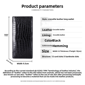 Cartera Larga de Cuero de Cocodrilo para Hombre, Clip para Traje de Negocios, Tarjetero, Billetera Casual de Cuero, Auténtico Cuero de Vientre de Cocodrilo - Product Image 3