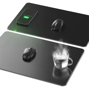 JAKCOM MC3 Alas Mouse Isi Daya Nirkabel, Mouse Pad Pengisian Daya Nirkabel 3 Dalam 1 Daya 15W Produk Baru dengan Fungsi Penghangat dan Minuman