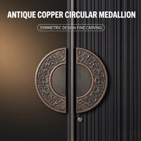 Porte coulissante de cour en acier postmoderne antivol avec relief de cercles concentriques pour usage extérieur dans les jardins