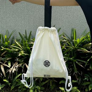 OEM Gift <b>Drawstring</b> White Color Cotton Tote Bag Customized Eco Friendly Cotton <b>Drawstring</b> <b>Backpack</b> With Handle - Product Image 1