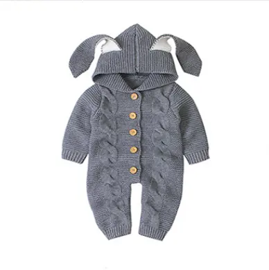 Pyjama grenouillère tricoté pour bébé Printemps et automne Vêtements pour nouveau-né Pull pour bébé Vêtements chauds mignons