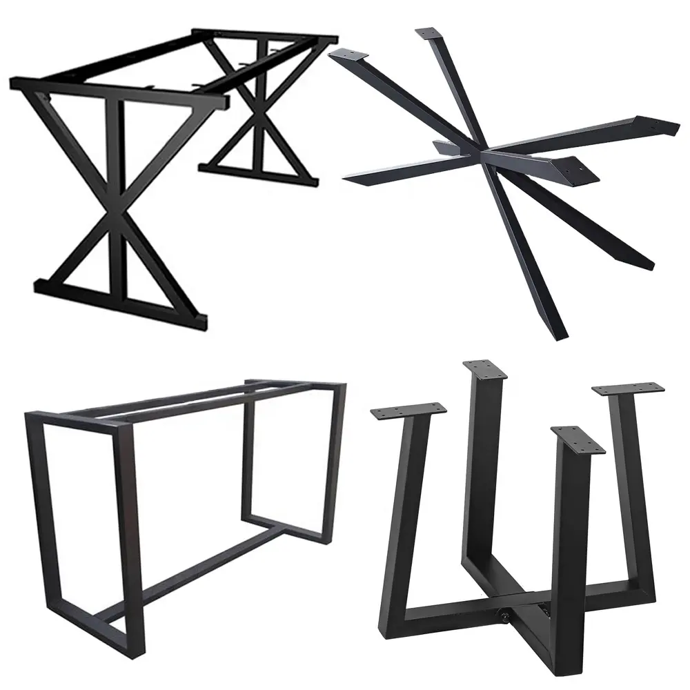 四脚ダイニングオフィス会議テーブルベース、家具脚、四脚テーブルベースヘビーデューティーX字型金属鋳鉄テーブル用