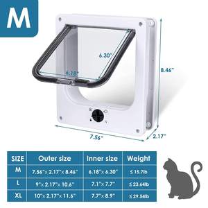 Porte pour animaux de compagnie bidirectionnelle en acier inoxydable résistant aux intempéries avec trou d'entrée en plastique pour chats et chiens, installation intérieure/extérieure sur bois, produit pour animaux de compagnie - Product Image 5