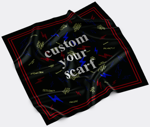 ODM & OEM rosso e blu fulmine testa di seta Bandana <span class=keywords><strong>sciarpa</strong></span> per concerti spettacoli di danza di strada disponibile in stile quadrato - Product Image 1