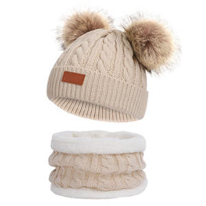 2 unids/set gorros bebé sombrero pompón invierno niños sombrero tejido lindo <span class=keywords><strong>gorro</strong></span> para niñas niños Casual Color sólido niñas sombrero bebé gorros - Product Image 3