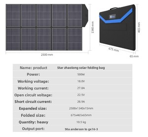 Cargador Solar Portátil Monocristalino Plegable de 300W 400W 500W para Camping, Barcos y Estaciones de Energía Fuera de la Red - Product Image 4