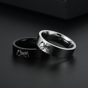 Cincin Pasangan Anti Karat Baja Tahan Karat Hadiah Valentine untuk Kekasih, Janji <span class=keywords><strong>Pinky</strong></span> I Love You, Perhiasan - Product Image 3