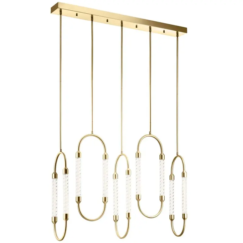 Restoration white and gold Hardware Industrial Brass frame farmhouse 5-light Pendant Lights for Kitchen Island Dining Room
