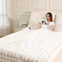 Couverture de luxe extra-lourde chaude en fausse fourrure de lapin Jeté de confort chauffant électrique pour l'hiver