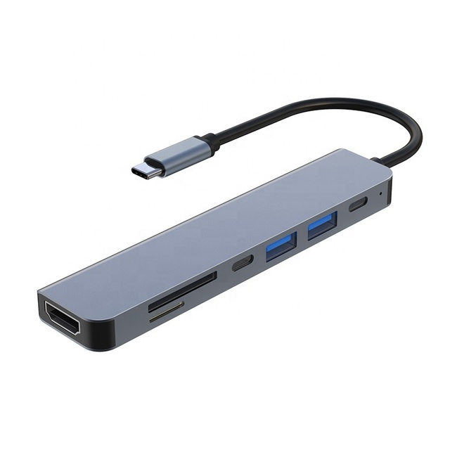 7 Ports 3.0 Smart Home Hub Video Usbc Multiport Charger Adapter 7 in 1 Hdmi-compatible Hub Usb Switch