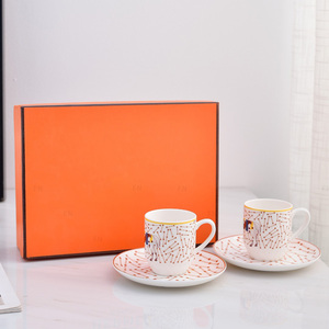 New Nordic Luxury 2-Cup and Saucers <b>Set</b> Concentrated <b>Bone</b> <b>China</b> Ceramic Collection - Product Image 2