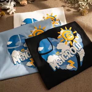 เสื้อยืดคอตตอนโอเวอร์ไซส์คุณภาพสูงแบบ OEM พิมพ์ลายโลโก้ 3 มิติแบบนูนด้วยโฟม ผู้ผลิตเสื้อยืดผู้ชาย ไซส์พลัสสำหรับผู้ชาย - Product Image 2