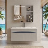Meuble de salle de bain moderne en alliage WJL, vasque en céramique avec miroir grossissant intelligent, meubles de salle de bain minimalistes