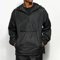 Veste de sport à col zippé en nylon de haute qualité pour hommes, vestes coupe-vent à capuche légères compressibles personnalisées à revers pour hommes