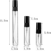 Mini Botella de Perfume Vacía de 2, 3 y 5 ml, Frasco de Vidrio con Cuello Prensado y Pulverizador, Transparente, con Serigrafía