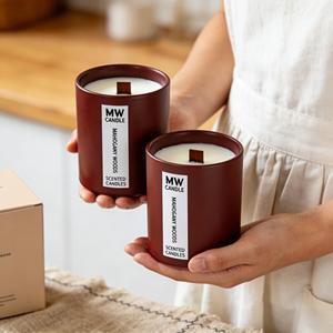 Bougie MW en Céramique Parfumée à la Cire de Soja, Cylindrique, Décoration Moderne Minimaliste pour la Maison, Aromathérapie, Parfum Boisé, Mariage, Fêtes - Product Image 2